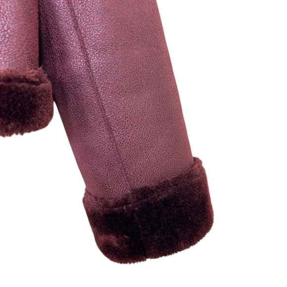 Anthropologie - Women’s ‘Costello’ Moto Sherpa Jacket, Burgundy - Red, Medium - Picture 14 of 15